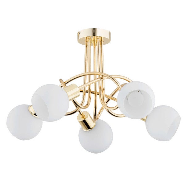 Lampa wisząca ERYKA złoto-biała 5 x E14 x 10W wym: 32 x 53 x 53 cm Alfa