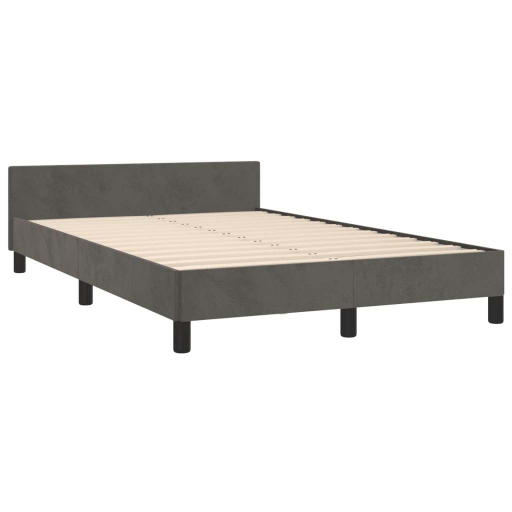 Cadre de lit sans matelas gris foncé 120 x 200 cm velours - 5