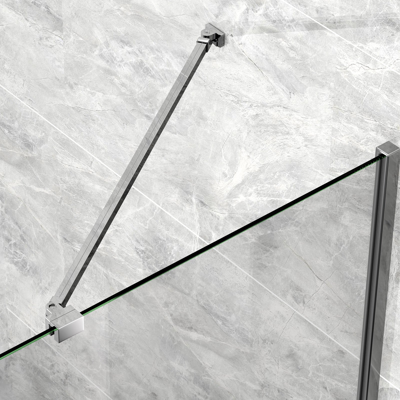 Barre De Stabilisation Paroi Douche Réglable 700-1200mm - Support Verre 8-10mm Noir
