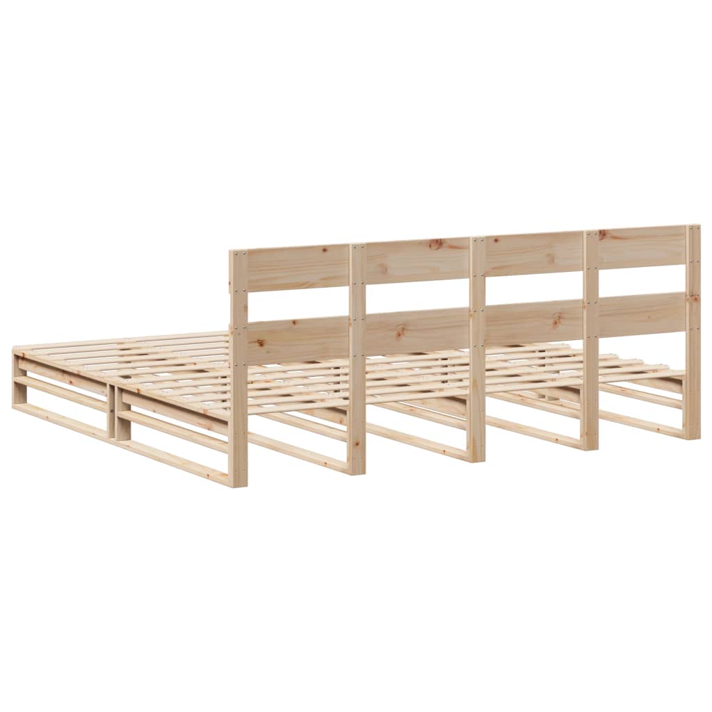 Cadre de lit sans matelas en bois massif de pin pour la chambre, 200 × 200 cm - 8