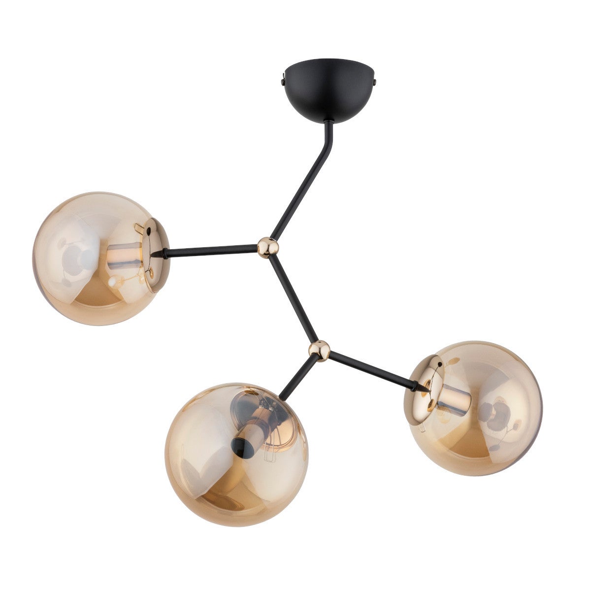 Lampa sufitowa Carmina czarno-bursztynowy 3xE14x10W glamour wym: 52 x 33 x 56 cm szkło Alfa - 2