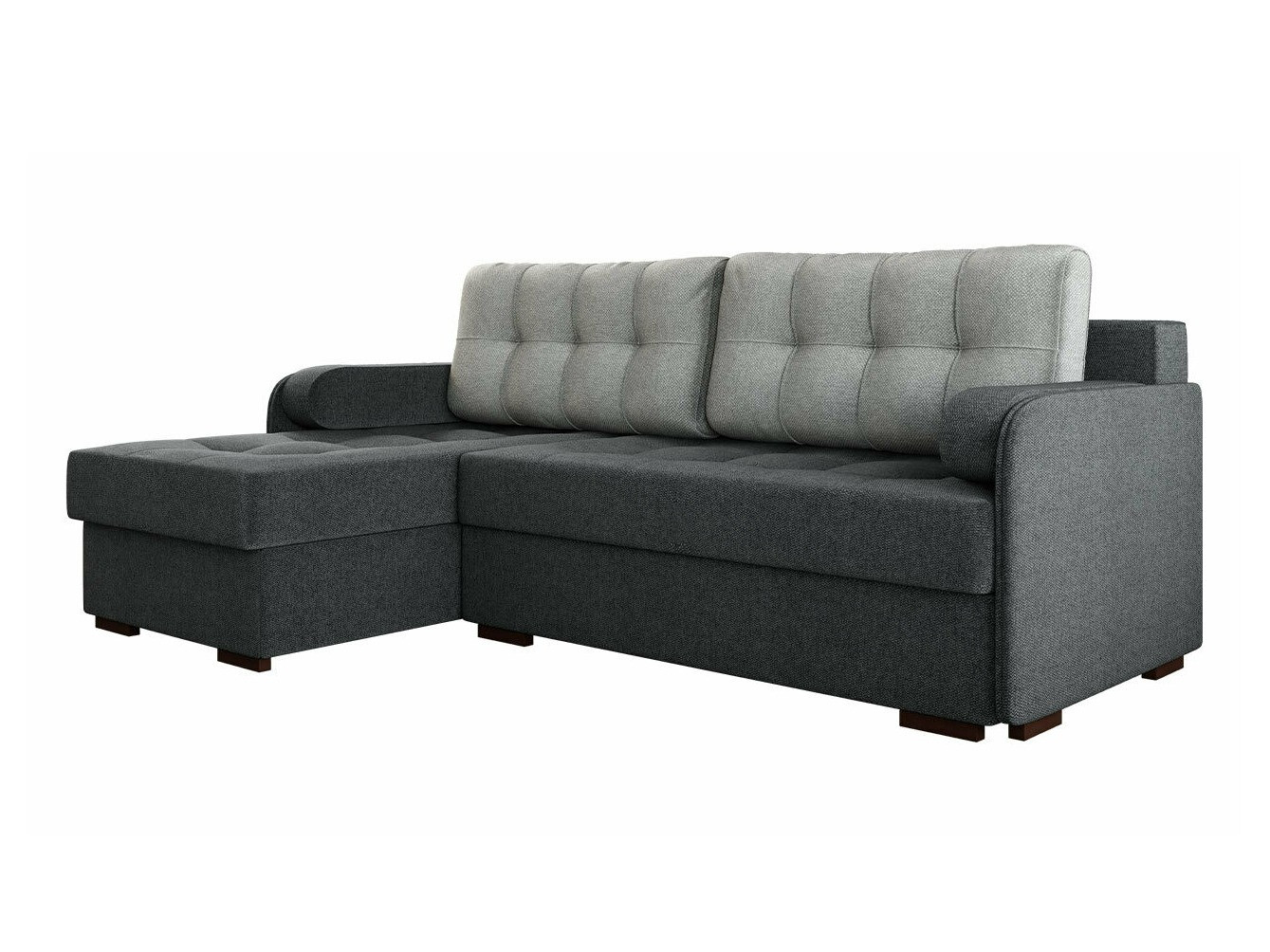 Sofá rinconero carlsbad 123, gris, función de descanso, caja de ropa de cama, 210x145x90cm