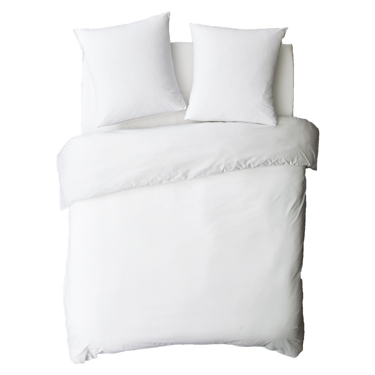 Housse de couette en coton 57 fils unie blanc 260x240cm - 3