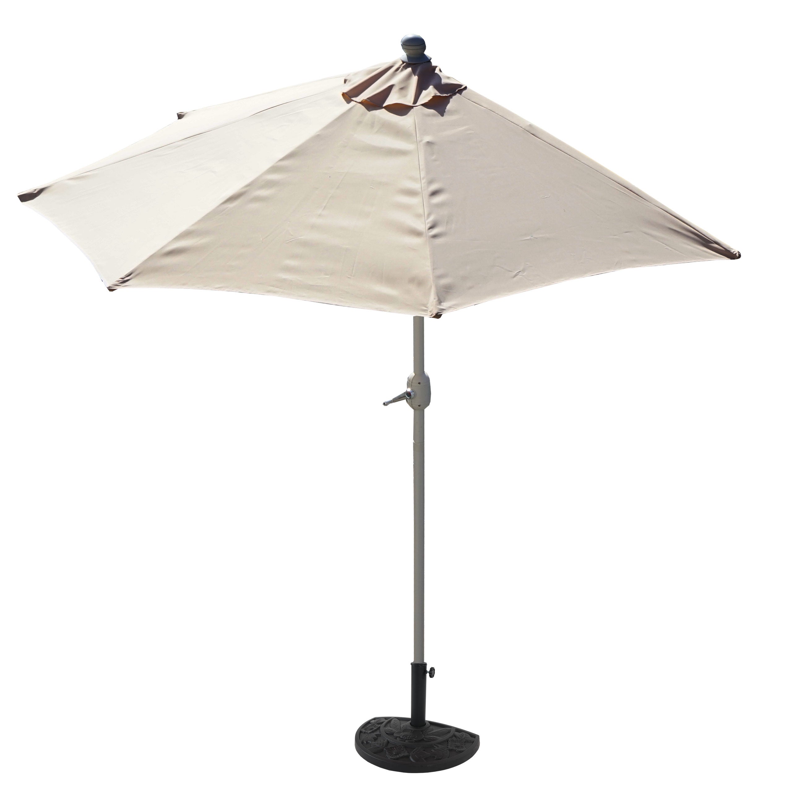 Parasol półokrągły Parla, parasol balkonowy, UV 50+ poliester/aluminium 3 kg ~ 270 cm kremowy z podstawą