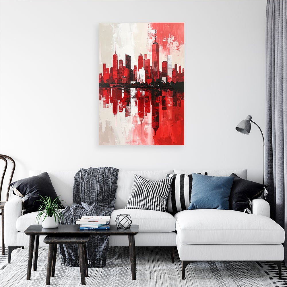 Obraz do salonu sypialni biura, Czerwone Miasto Budynki imitacja farby 40x60 - 2