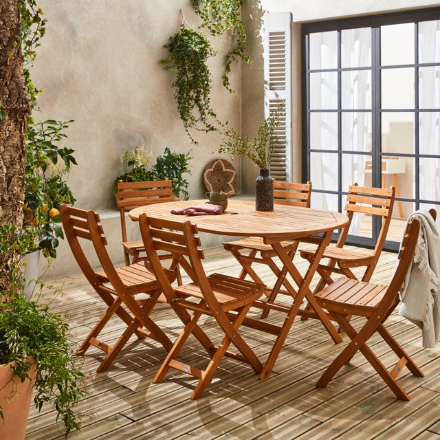 Ensemble à manger de jardin 5 pcs bois d'acacia massif 120-170 cm