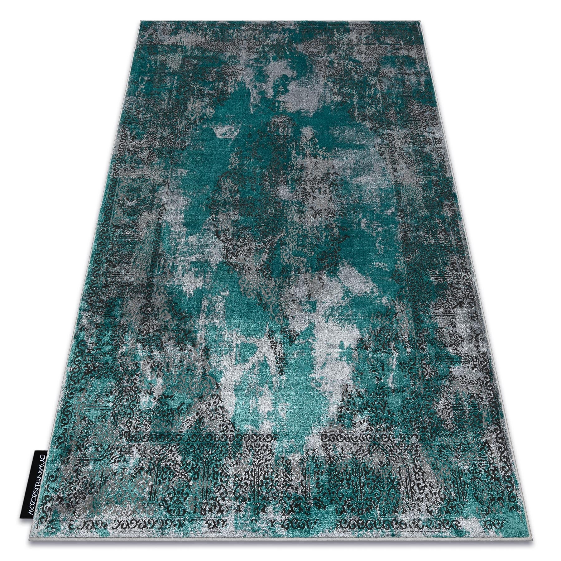 Dywan DE LUXE nowoczesny 6754 Abstrakcja - Strukturalny zielony / szary 120x170 cm