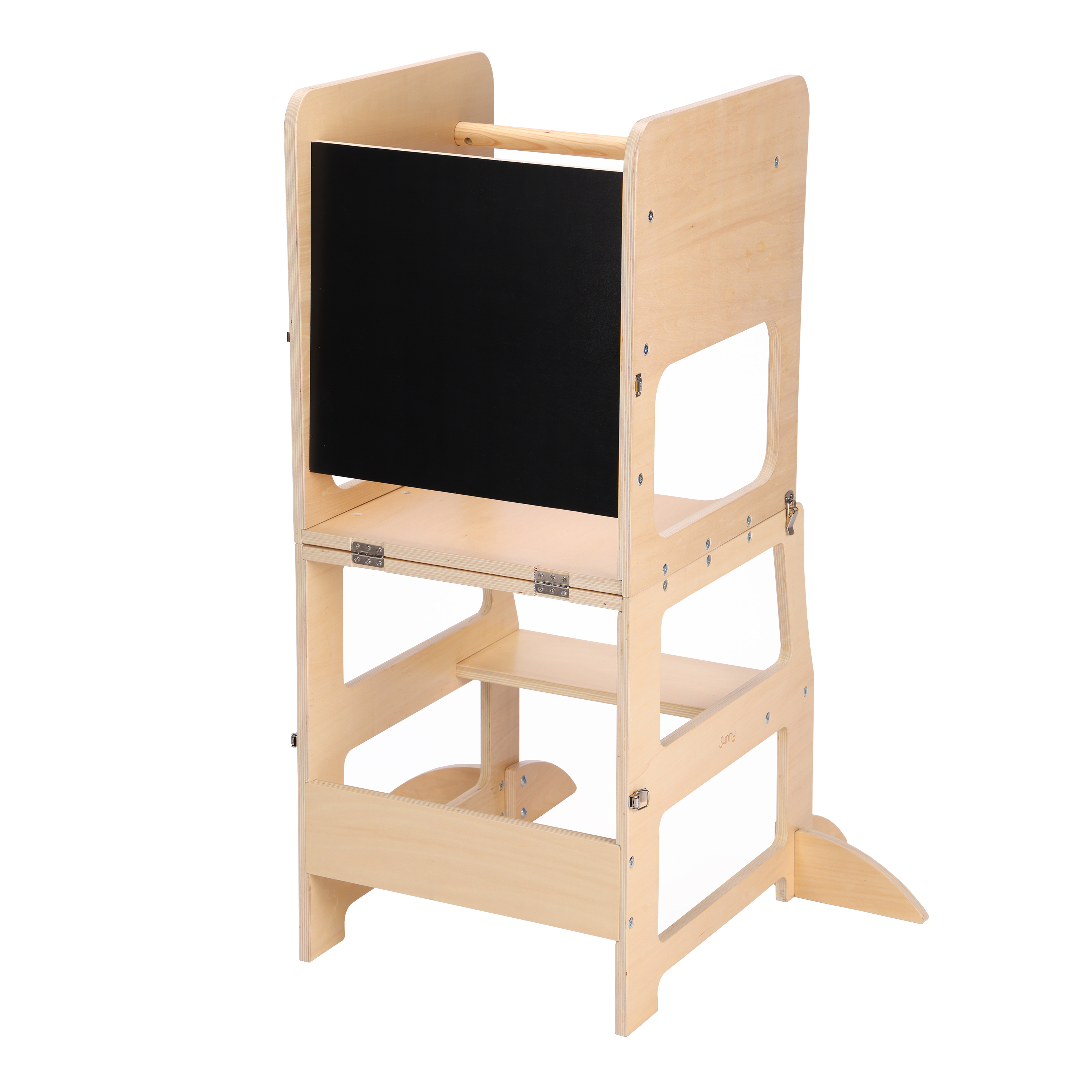 Sunny Mae Tour d'orientation 2 en 1 couleurs naturelles | Tour d'apprentissage pour enfants | Avec tableau noir, table avec banc | 49 x 40 x 92 cm - 2