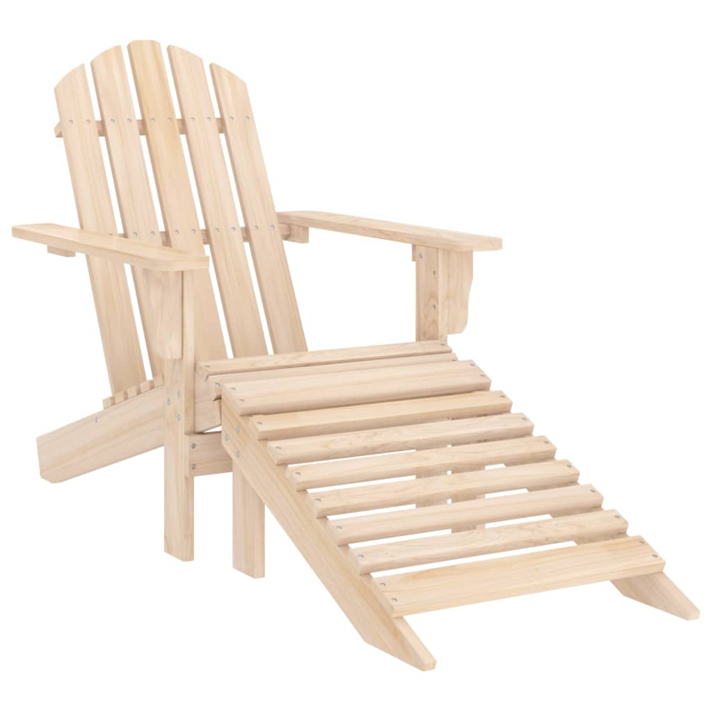 Chaise de jardin | Chaise d'extérieur Adirondack avec pouf bois de sapin solide CFW814331 - 2