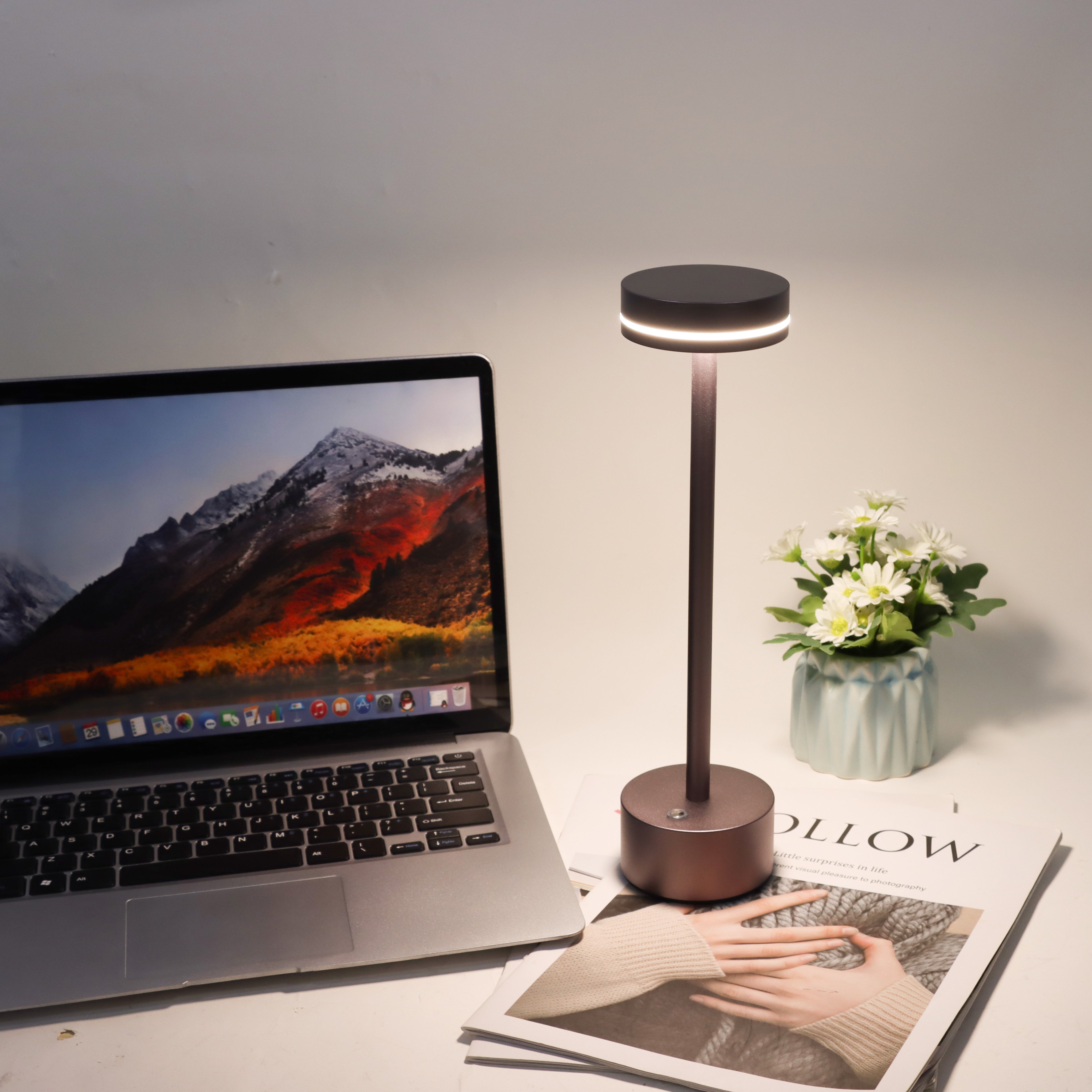 lampe de table sans fil rechargeable usb, lumiere bureau LED tactile puissante pile, 3 températures de couleur, pour chevet, interieur, exterieur - 7