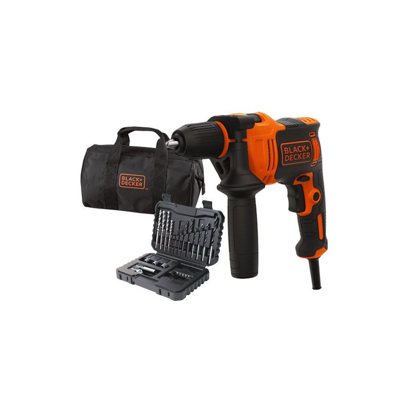 Leroy Merlin Taladro percutor de 710 w, mandril autoajustable de 13 mm, velocidad variable, black+decker beh710sa32