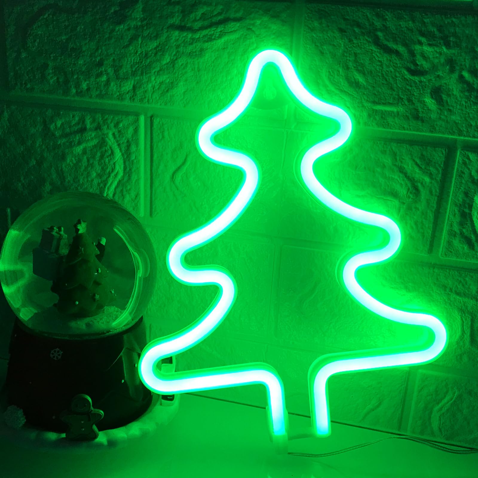 Neonowa choinka, zielona choinka, lampka nocna w kształcie choinki, panel LED do powieszenia na ścianie, zasilana bateriami lampka nocna do domu