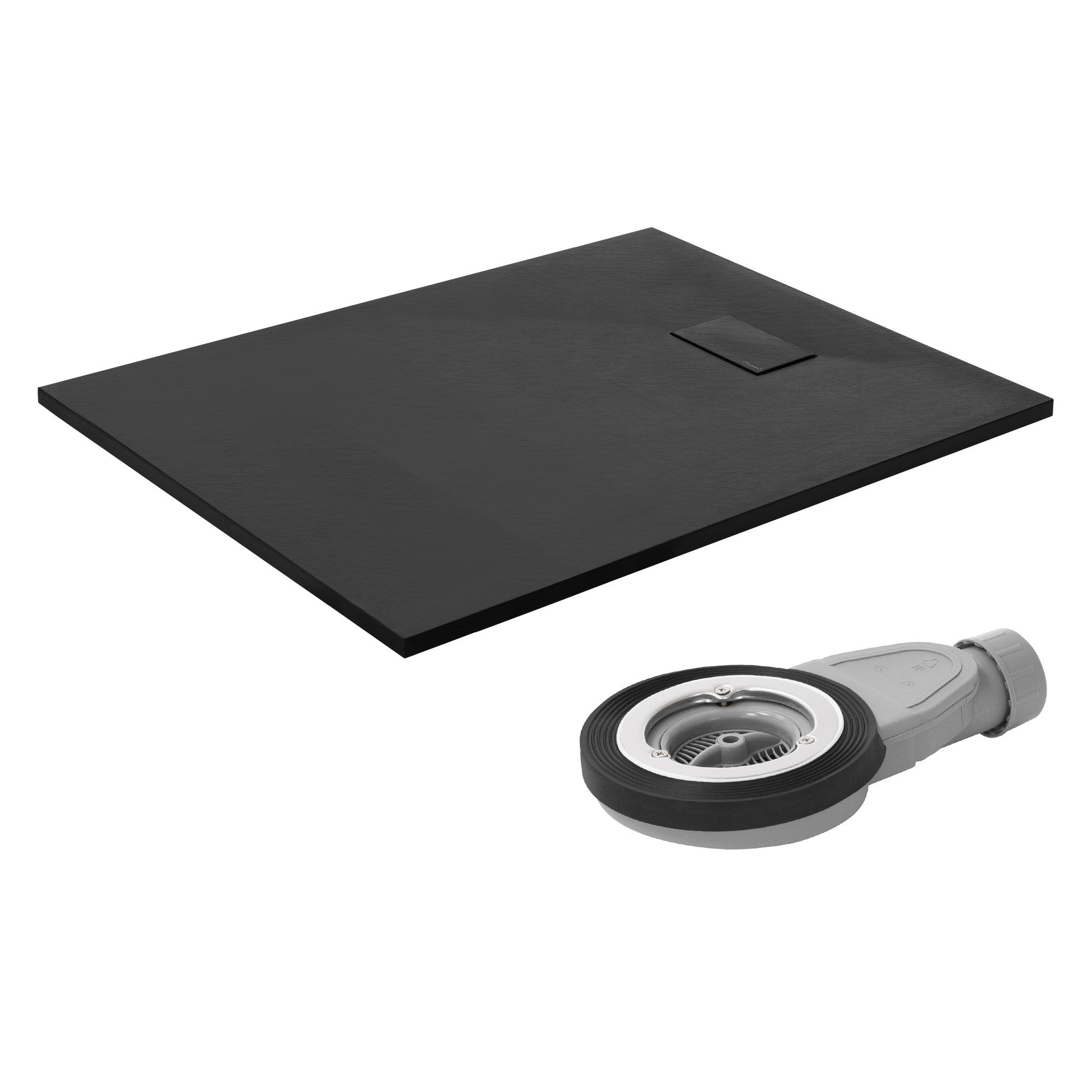 Cădiță de duș LuxeBath 120x90 cm, dreptunghiulara, din SMC, 3 cm, sifon și set de scurgere, ultra plată, antiderapanta, 3 metode de instalare, negru
