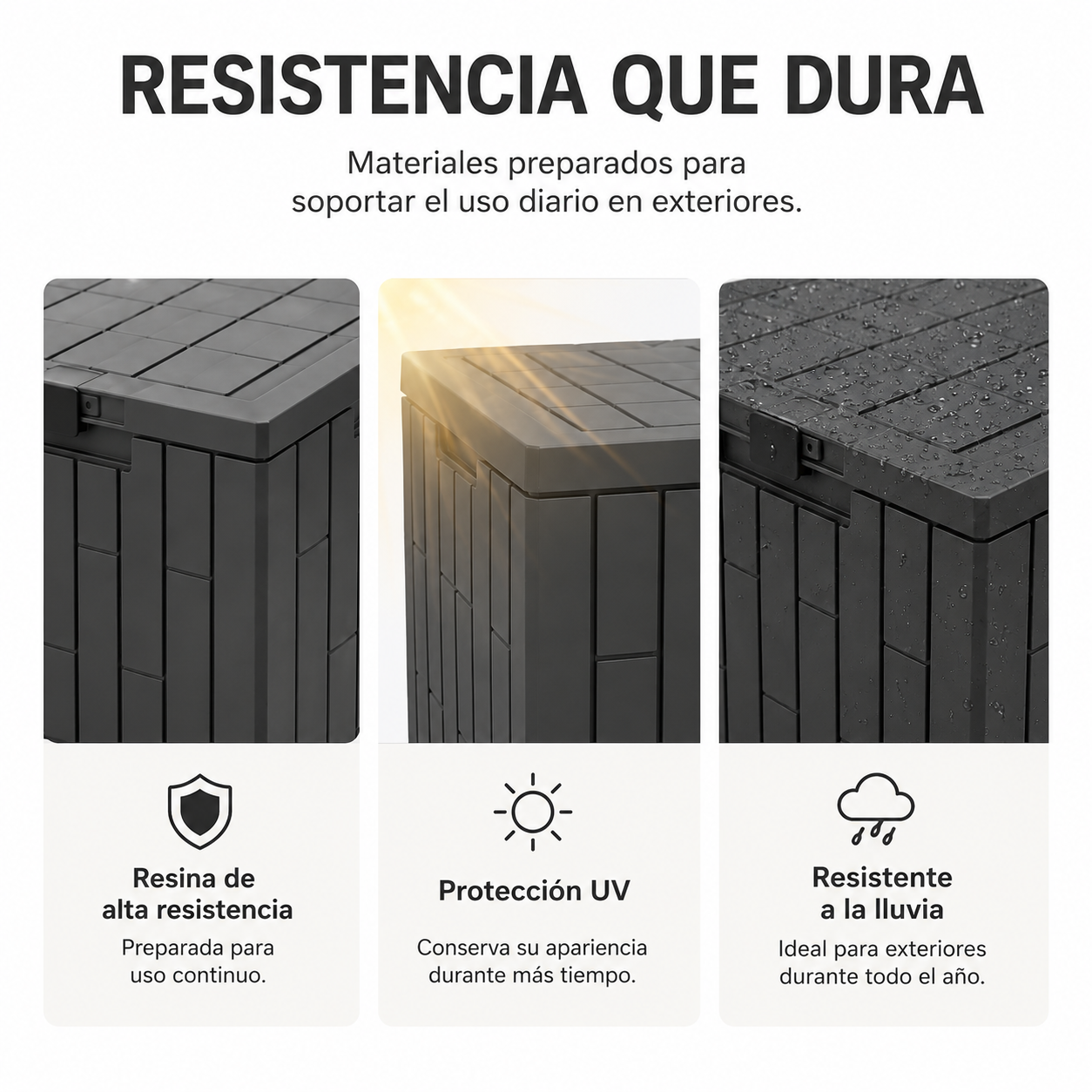 Arcón De Almacenaje Exterior Impermeable 130 L Con Tapa Reforzada - 3