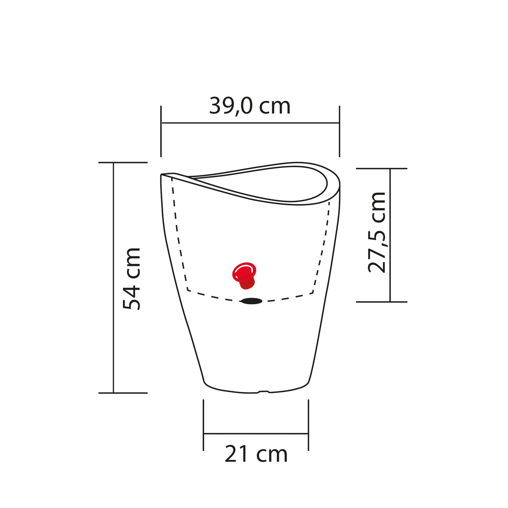 Scheurich Wave Globe High 54, vase/pot à fleurs/jardinière, cylindrique, coloris: Granit noir, fabriqué avec du plastique recyclé, pour l’extérieur - 2
