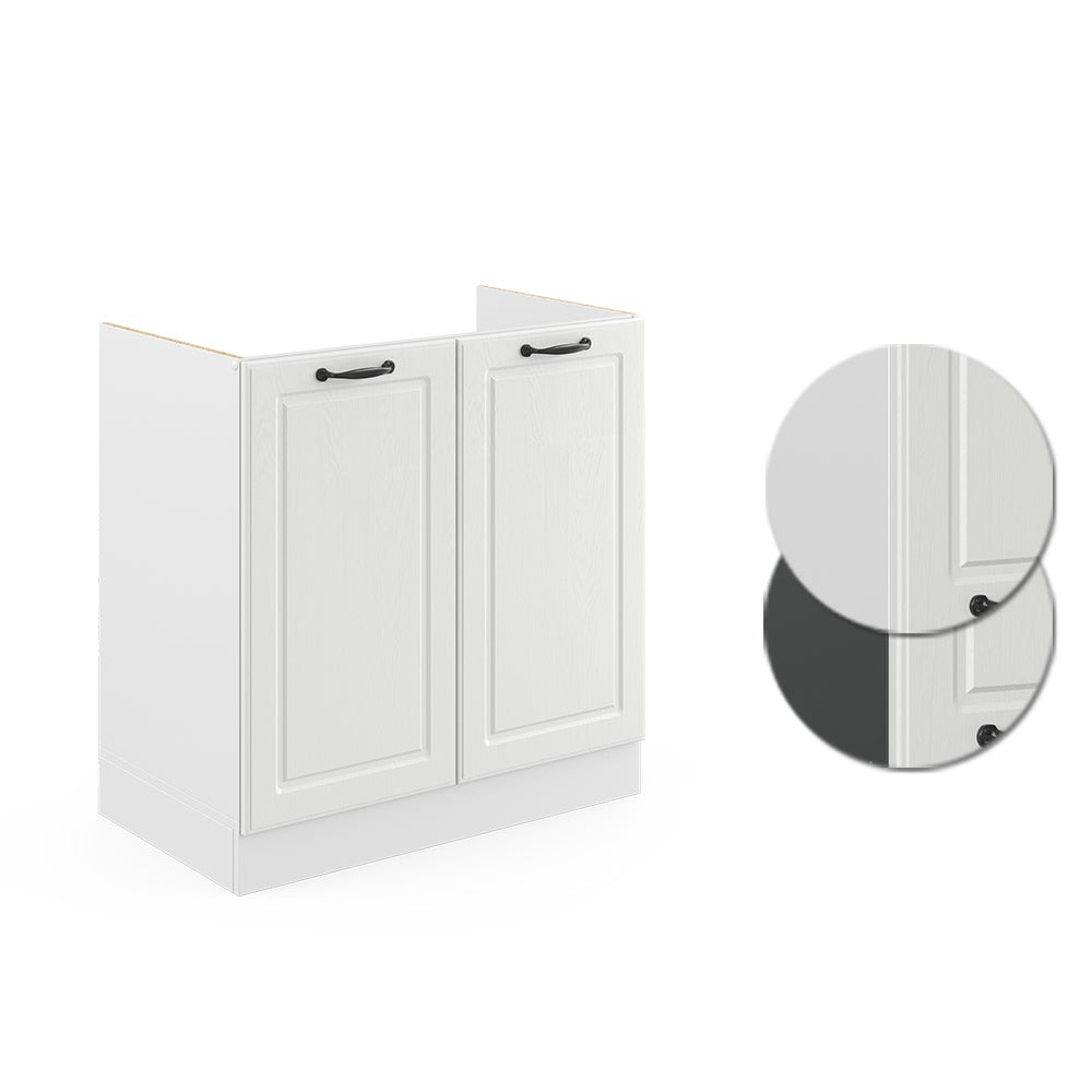 Vicco Meuble bas sous-évier R-Line, Blanc campagne, 80cm sans PT - 5