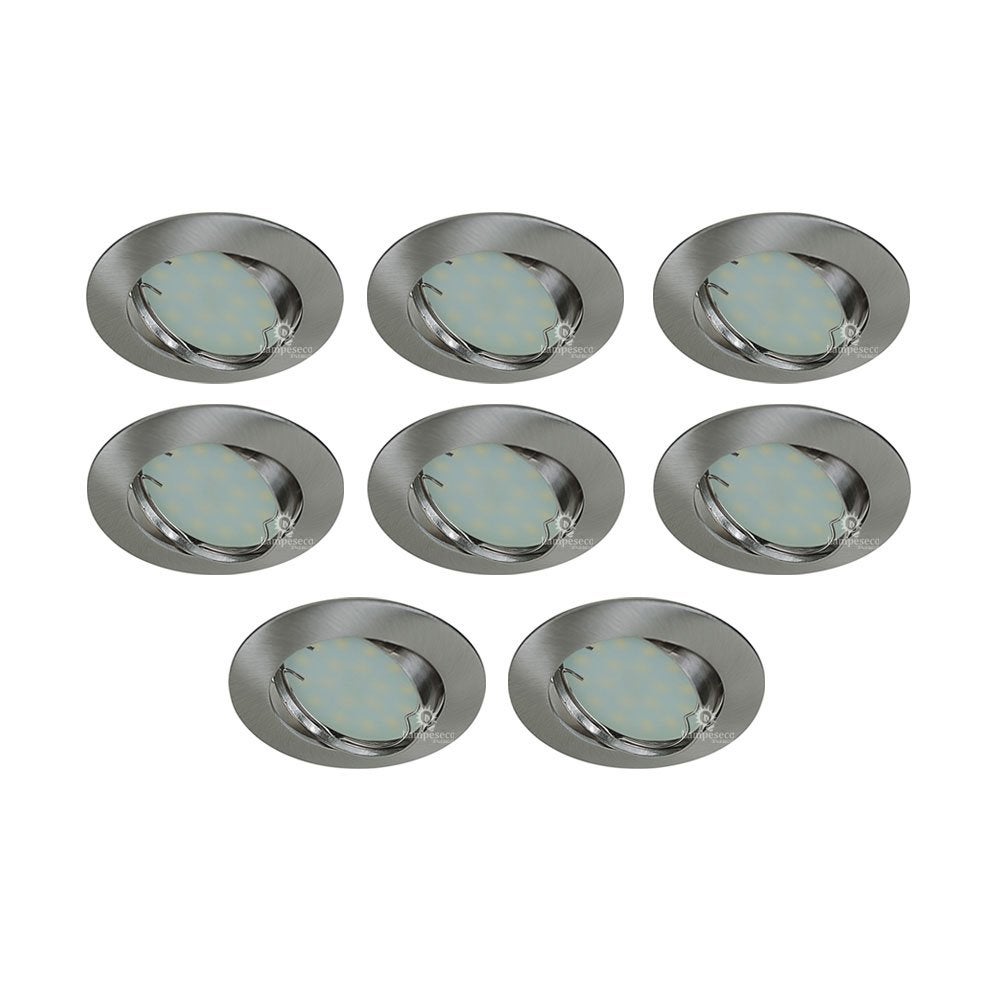 Lot de 8 spot led encastrable orientable alu brossé avec ampoule gu10 230v eq. 50w, blanc chaud - 5