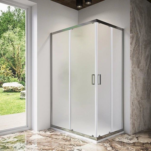 Box doccia 70x120 cm angolare scorrevole profili cromati vetro 6mm stampato h185 | Tonga