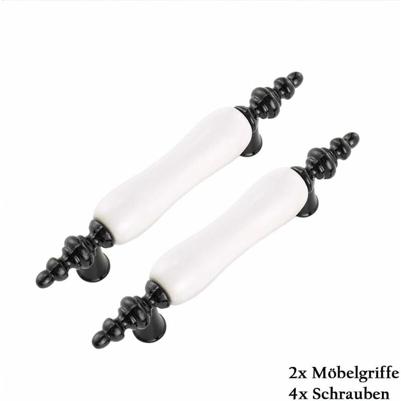 Zestaw 2 Uchwytów Meblowych Uchwytów Do Drzwi Ceramicznych W Stylu Nowoczesnym Ze Śrubami Do Szafki, Szafy, Szuflady Rozstaw Osi 76mm (Czarny i Biały)