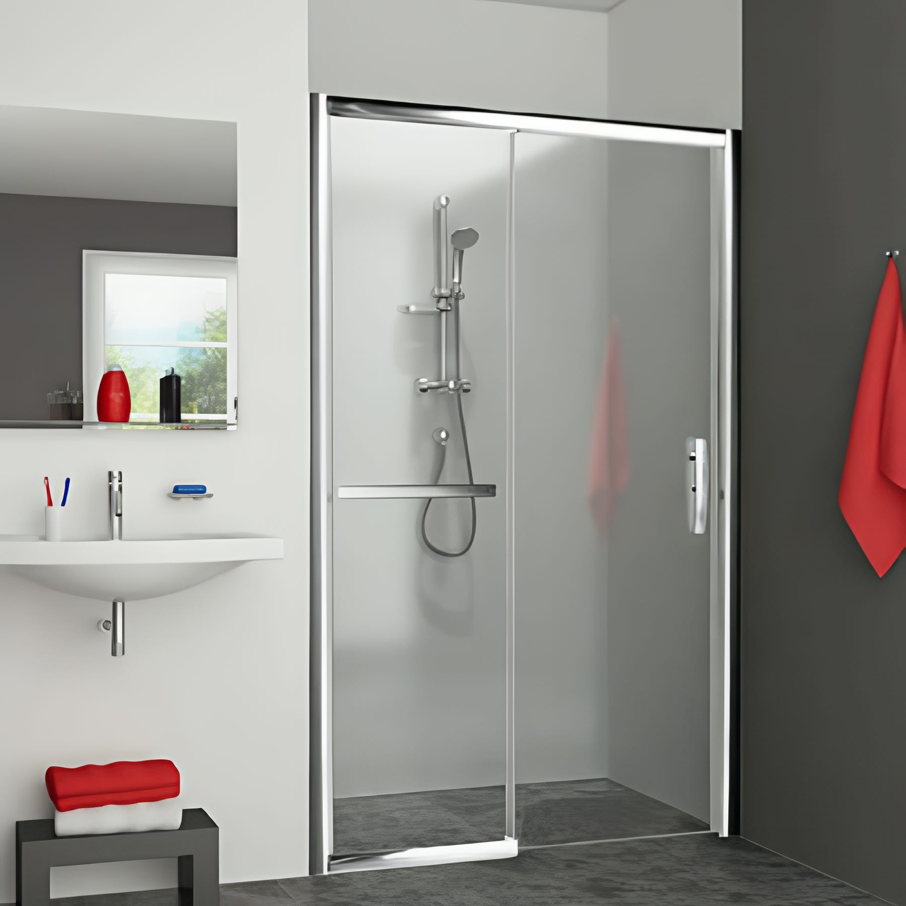Paroi de douche coulissante largeur 160 cm hauteur 200 cm profilé ...