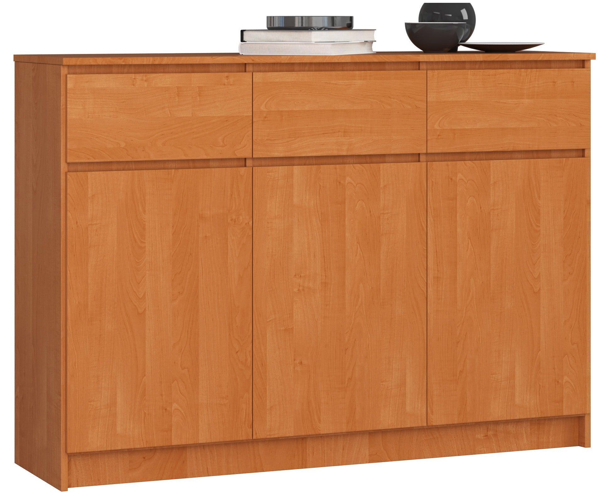 Komoda AKORD K140 Olcha 138 cm 3 drzwi 3 szuflady kolor Olcha mat 6 półek 138x40x99 cm
