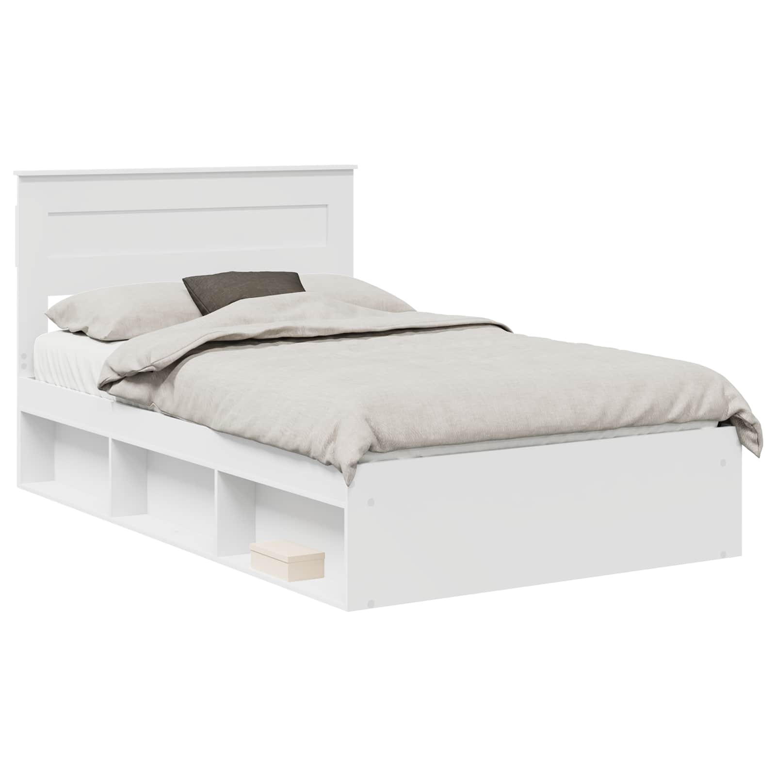 Cadre de lit blanc 120 x 200 cm en pin massif - 2