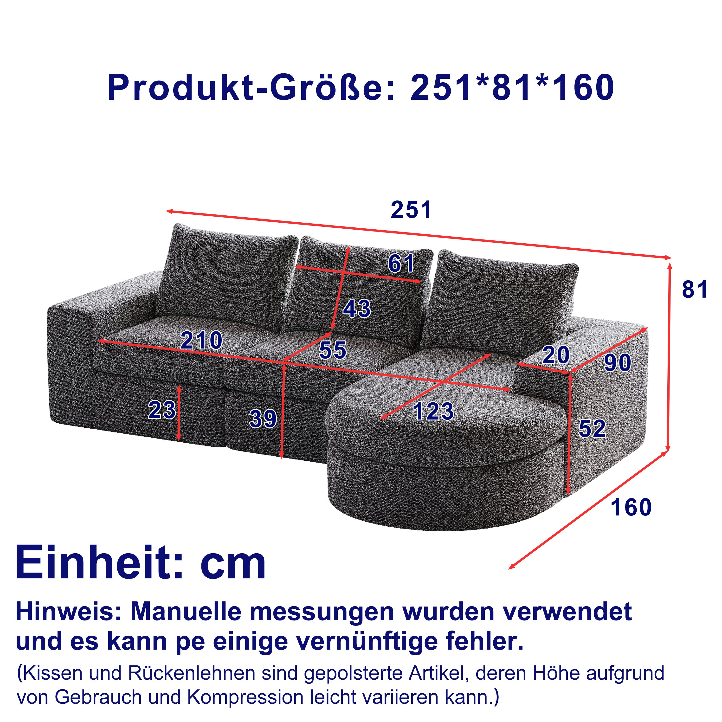 Canapé et chaise longue en chenille, canapé modulable combinable avec chaise longue en forme de L, canapé en mousse compressée - 3