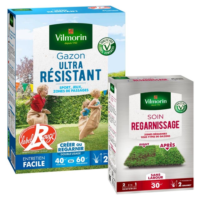 vilmorin semences pour soins et regarnissage universel de gazon - 2 en 1 - 1 kg pas cher