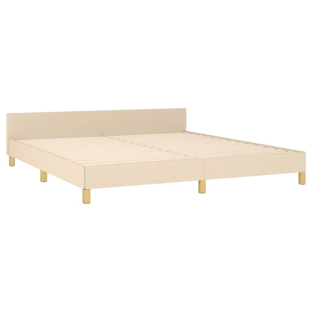 Cadre de lit sans matelas en tissu crème, pour la chambre, 180 × 200 cm - 4
