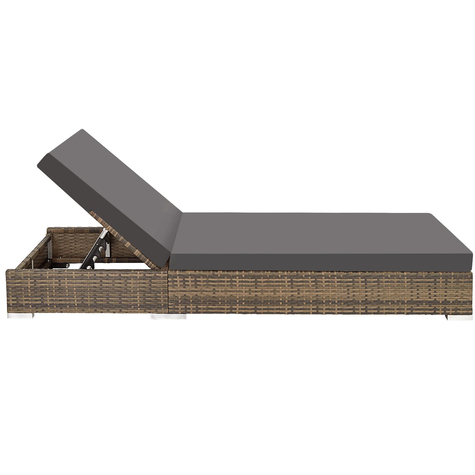 Set di 2 lettini prendisole in rattan resina e alluminio con copertura protettiva tavolo colore naturale TECTAKE - 6