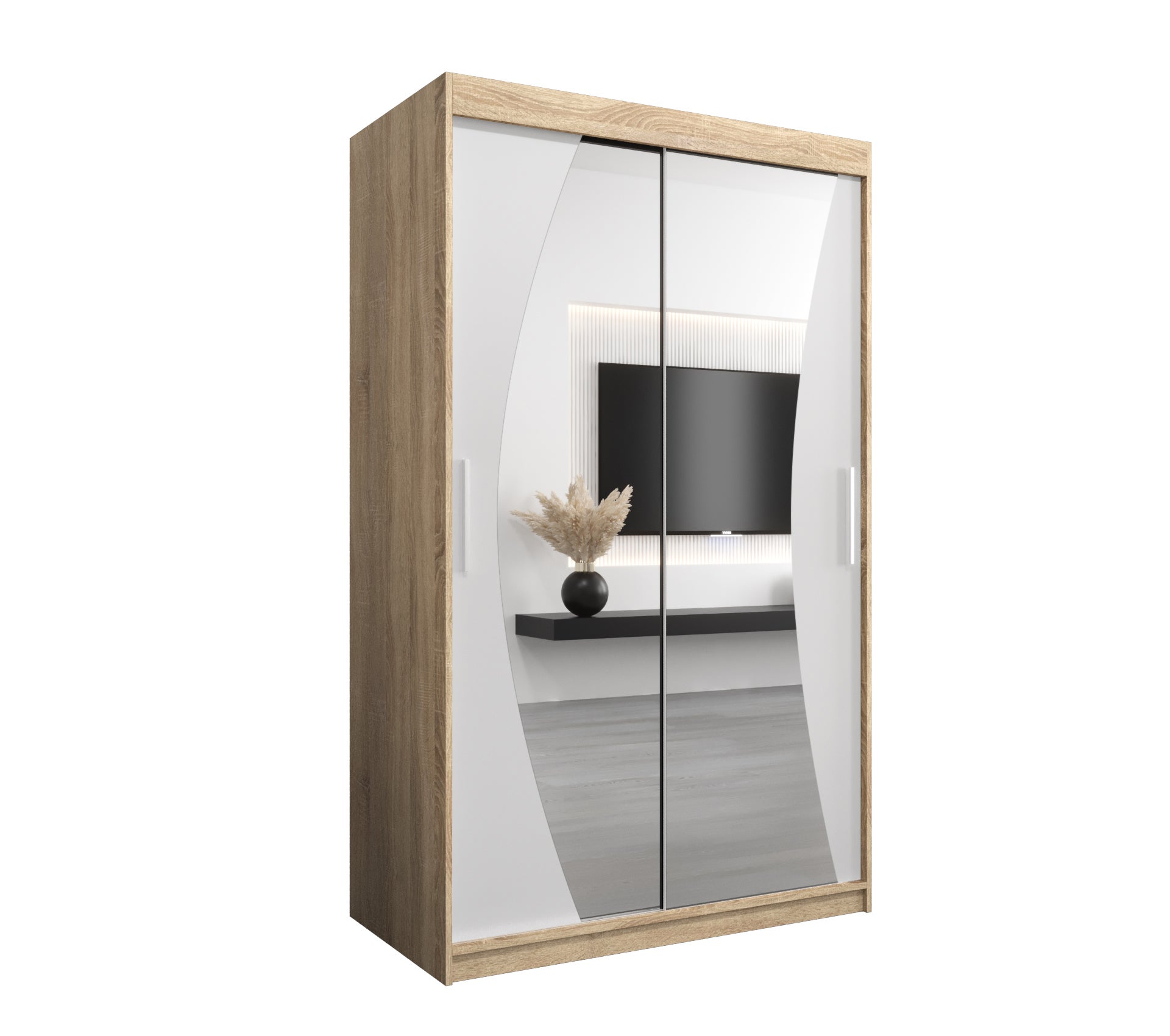 Szafa przesuwna garderoba WAVE 120 x 62 x 200 cm Sonoma + Biały - Abiks Meble
