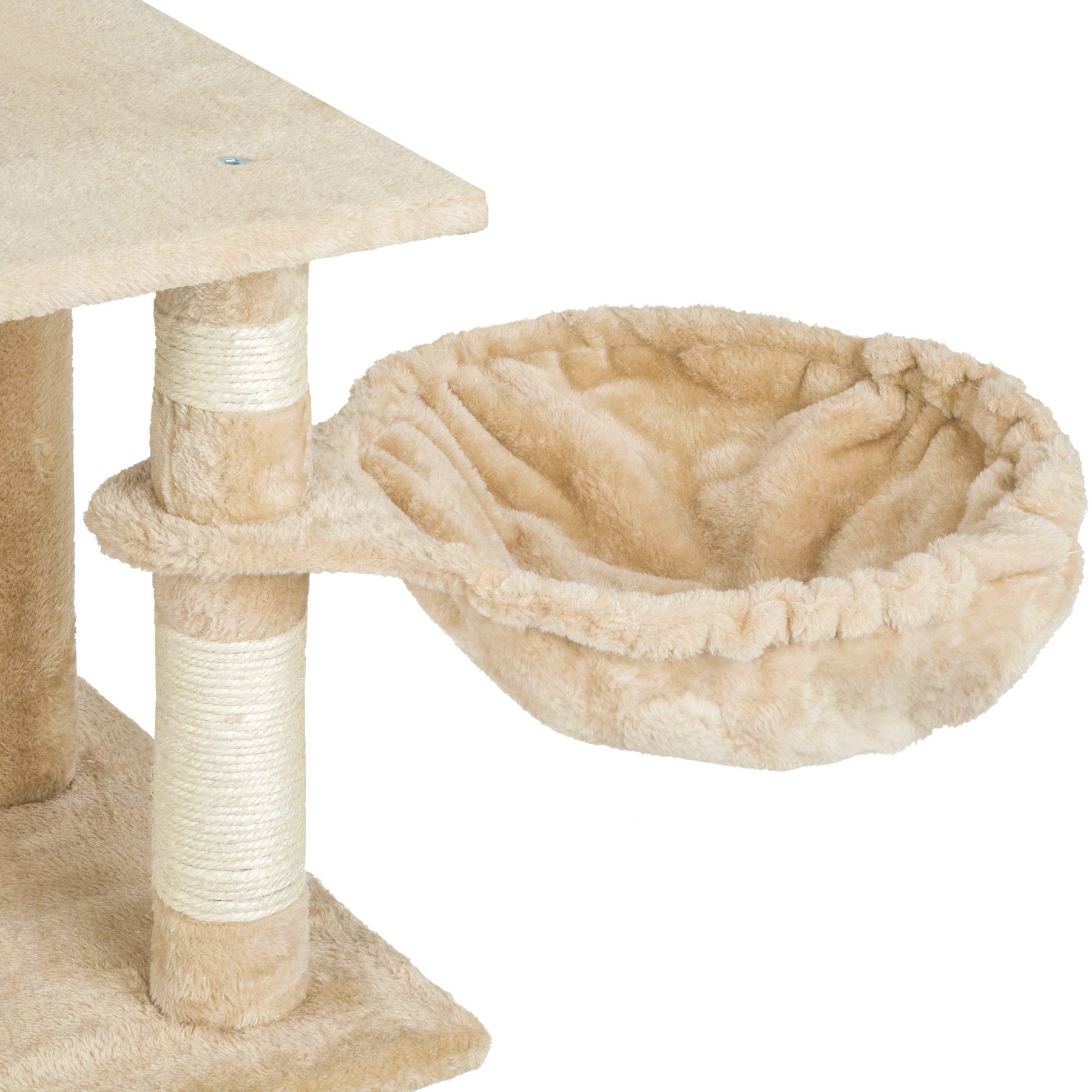 Arbre à chat en sisal avec hamac, griffoir, cabane et cordelette de jeu 105 x 60 x 141 cm TECTAKE - 4