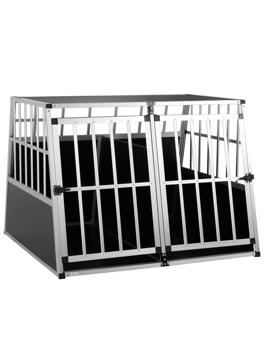 CADOCA® Cage de Transport XXL pour Animaux Aluminium MDF 2 Portes Noir Caisse Chien boîte Box de Transport Voiture - 6