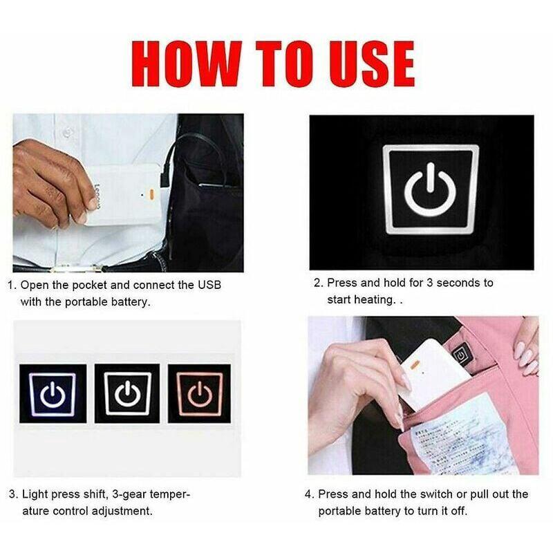 Chaleco calefactable para mujer con 4 zonas de calefacción, chaqueta calefactable para el cuello - 4