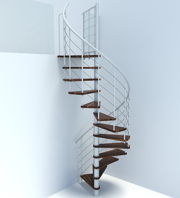 Escalier colimaçon 13 marches - Diamètre 140cm - Hauteur à franchir 2.54 à 3.05m - Blanc et Noyer - VENE140-SBMNOY-13