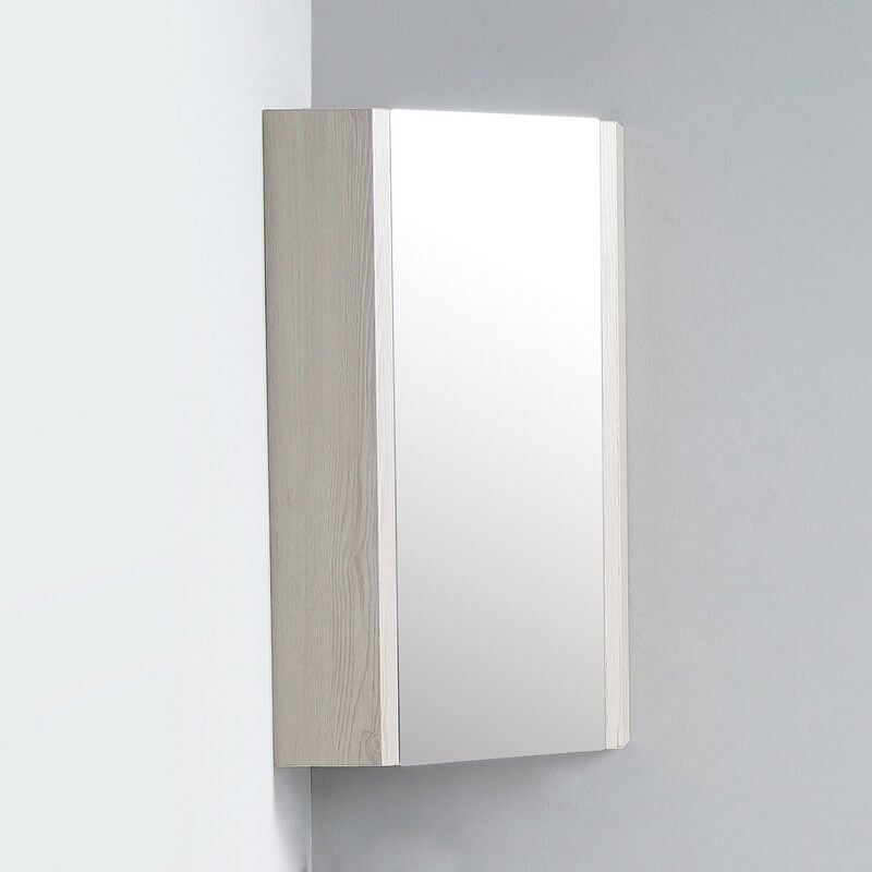 Meuble Miroir d'Angle de salle de bain Chêne Gris 31x31cm - Scandinave - 2