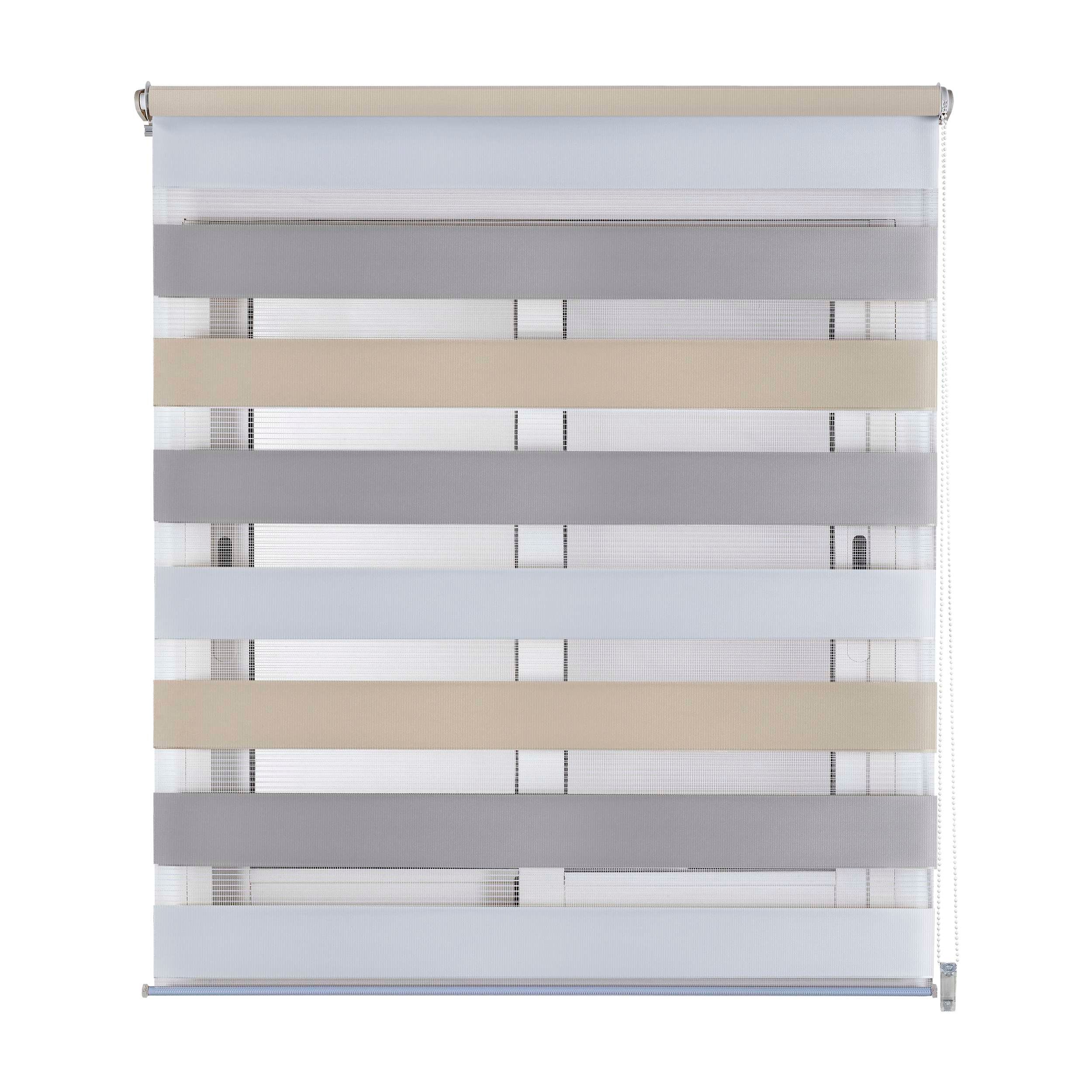 Estor de rolo EasyFix Dia/Noite, estore de instalação sem furos Branco-cinza-bege, 60 x 180 cm - 8