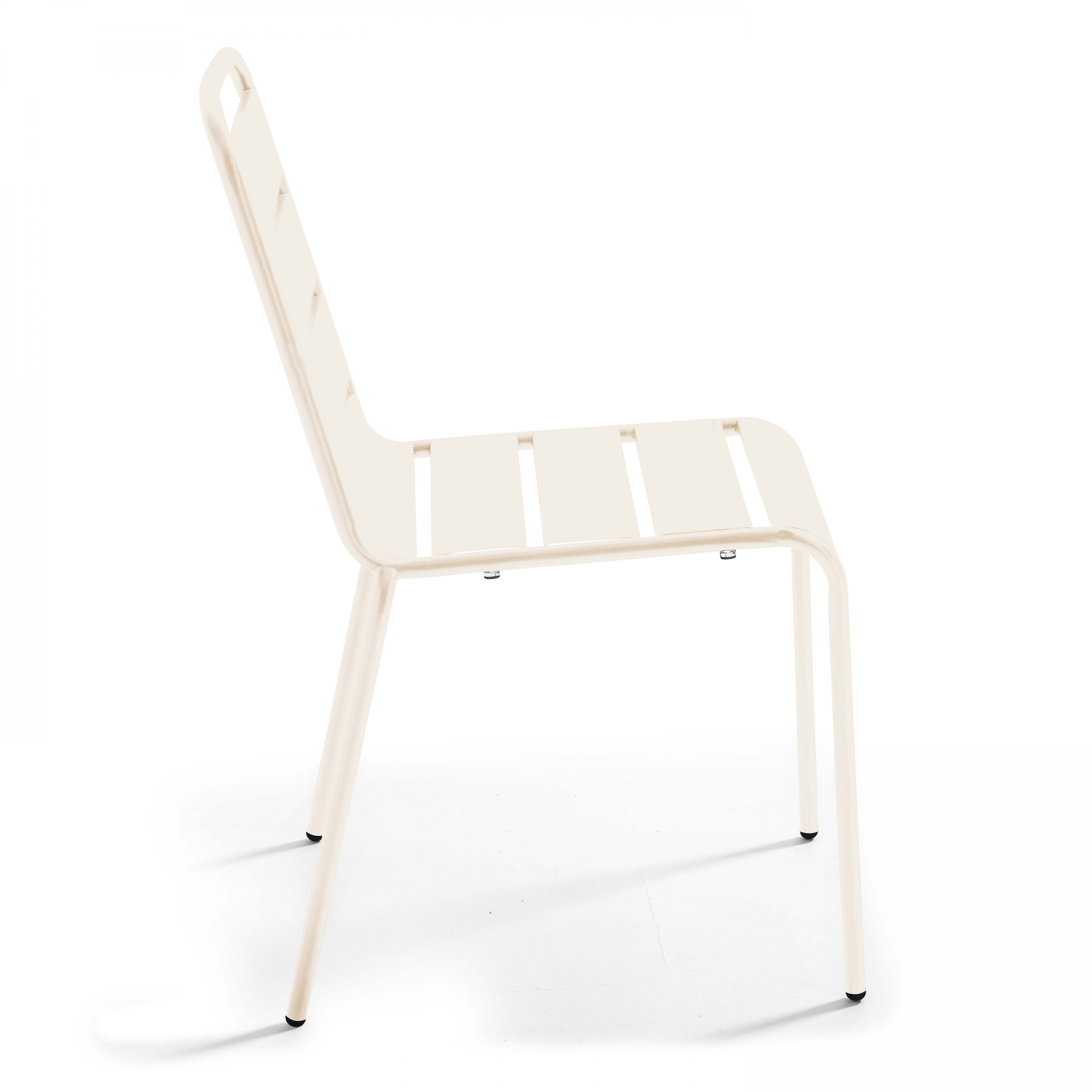 Ensemble table de jardin et 4 chaises en métal ivoire , Palavas - Oviala - 6