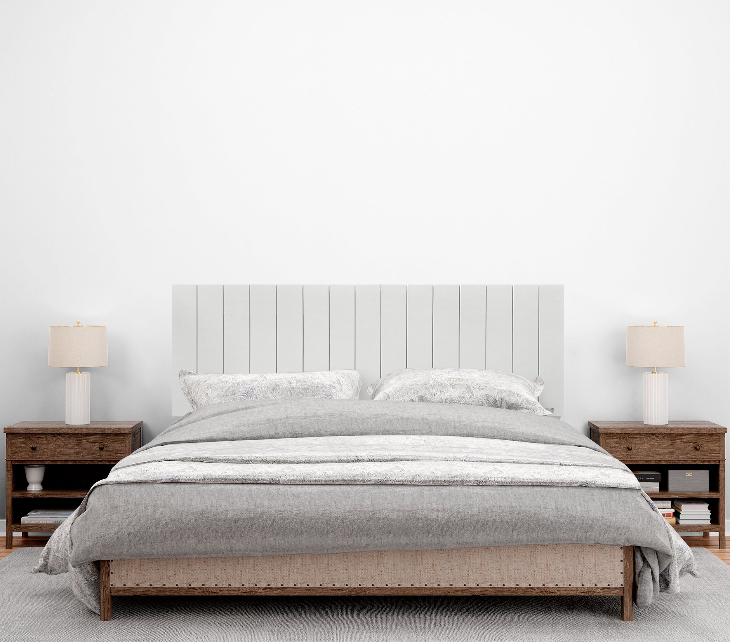 DHOME Cabeceira de Madeira reciclada em MDF Estilo Palete Vertical 150x46 Camas 150 - Branco Sólido - 5