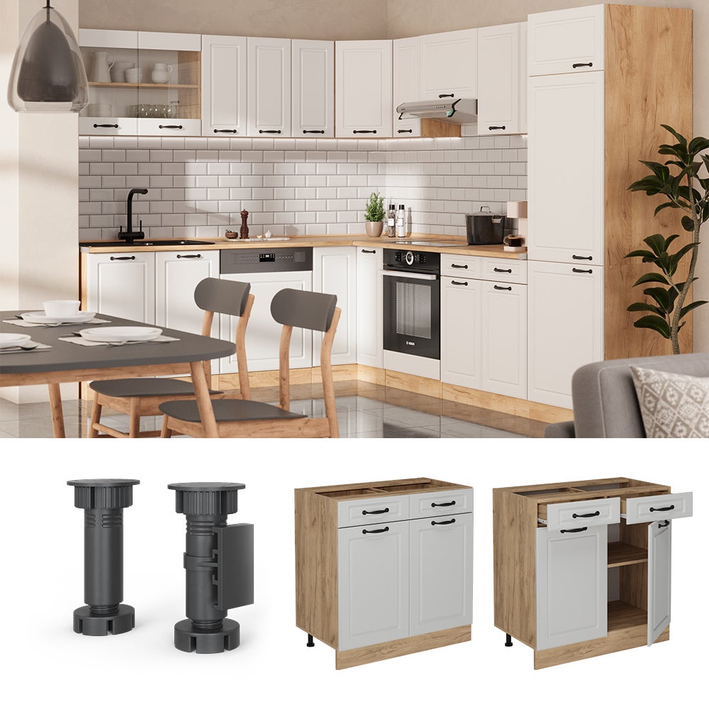 Vicco Meuble cuisine R-Line, Blanc campagne, 80cm sans PT - 3