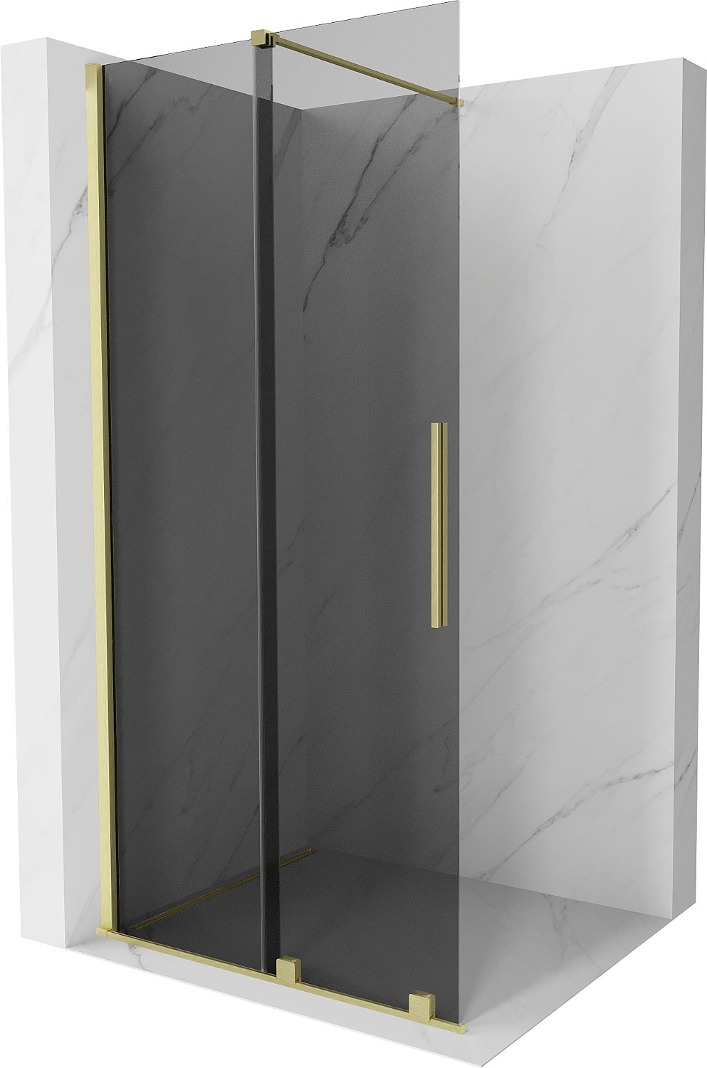 Mexen Velar ścianka prysznicowa rozsuwana Walk-in 120 x 200 cm, grafit 8 mm, złota szczotkowana - 871-120-000-43-55