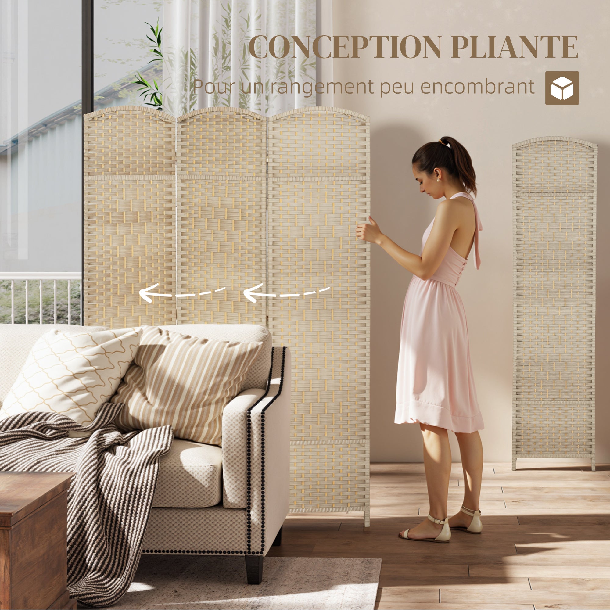 Paravent intérieur polypropylène HOMCOM - 4