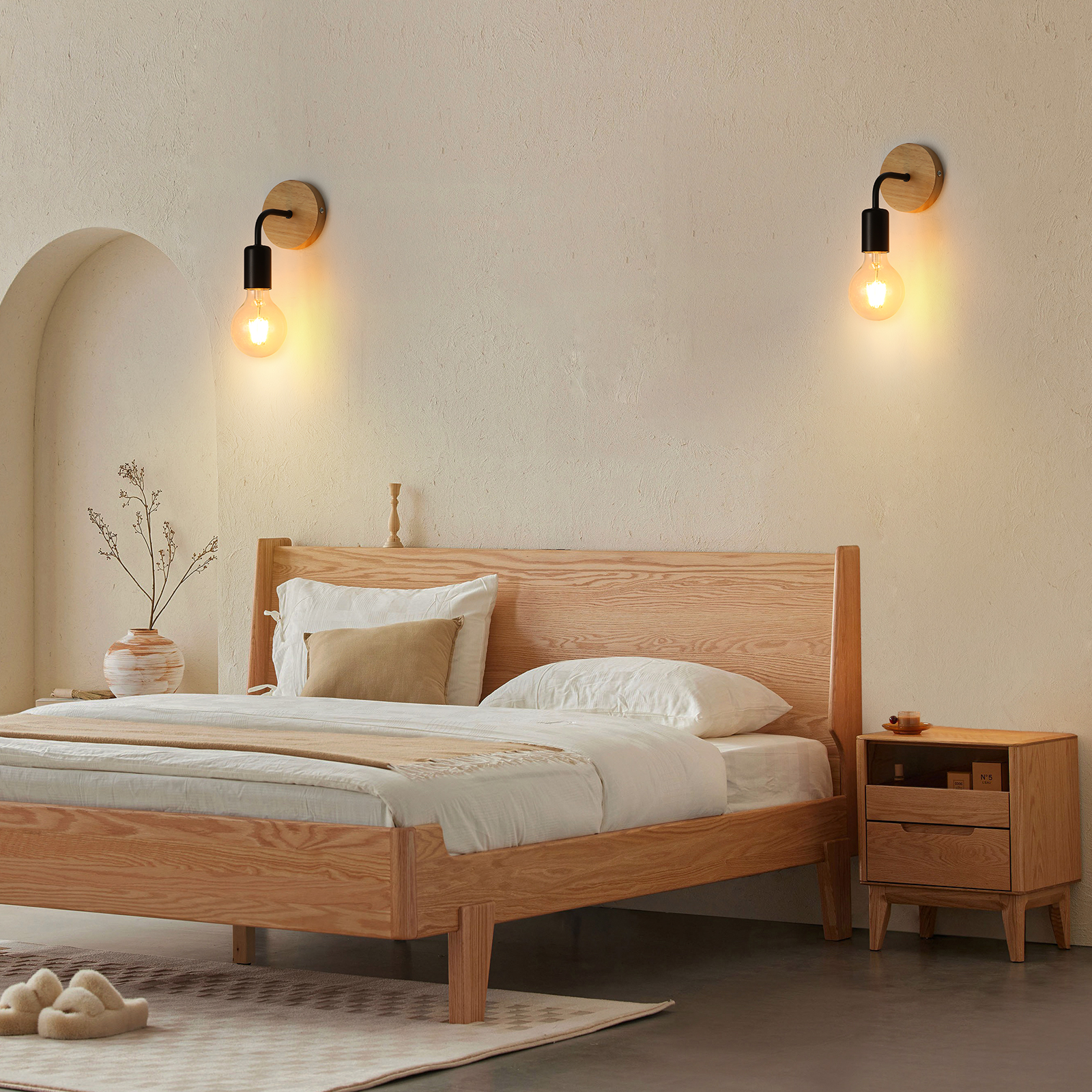 GOECO Applique Murale Interieur Industrielle 2 Pack, Lampe Murale en Bois Métal, Appliques Wall Decoration Murale Rétro pour Salon, Chambre , Le p - 7