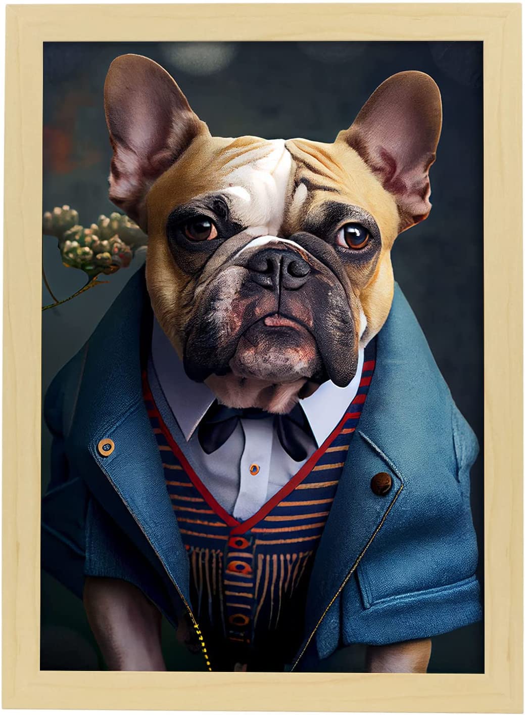Nacnic lámina husky siberiano sensible en estilo fotografía a todo color divertidas ilustraciones de animales con ropa humana diseño y a3 marco madera