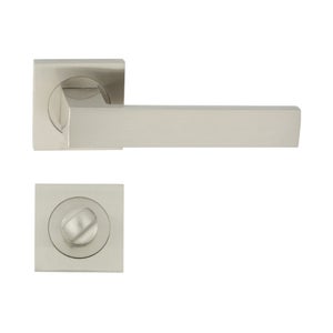 Maniglia Porta Bagno LINE-RT Nichel - Set Completo Per WC Con Rosette E Accessori