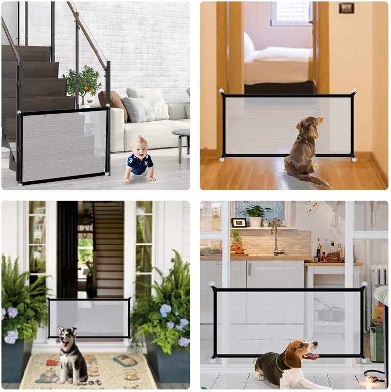 (Noir, 72*180 cm) Filet d'isolation pliable pour animaux de compagnie, clôture de sécurité pour chat et chien, pas besoin de percer des trous - 5