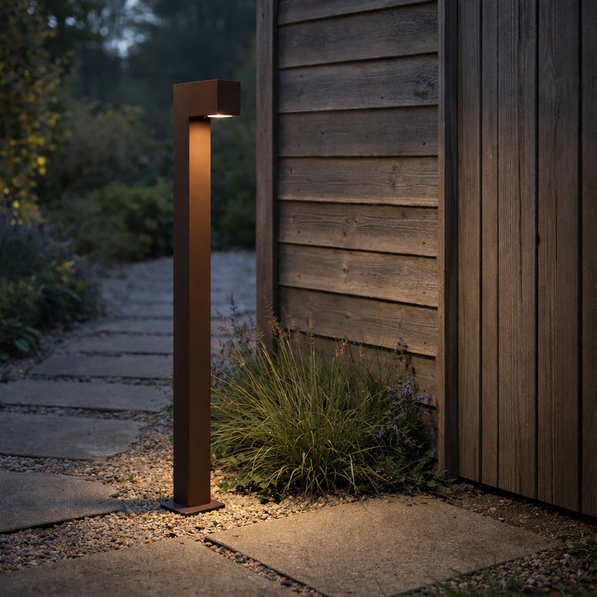 Qazqa industrial baliza exterior para jardín - Baleno - marrón óxido max. 35w, compatible con bombilla LED, 230V gu10, 80cm IP44 - 2