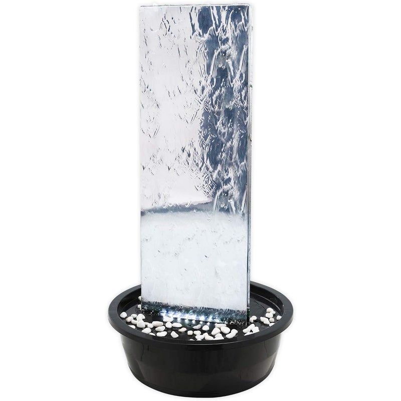 Ściana wodna Köhko 23016S z oświetleniem LED Wysokość ok. 76 cm fontanna ogrodowa ze stali nierdzewnej fontanna wewnętrzna