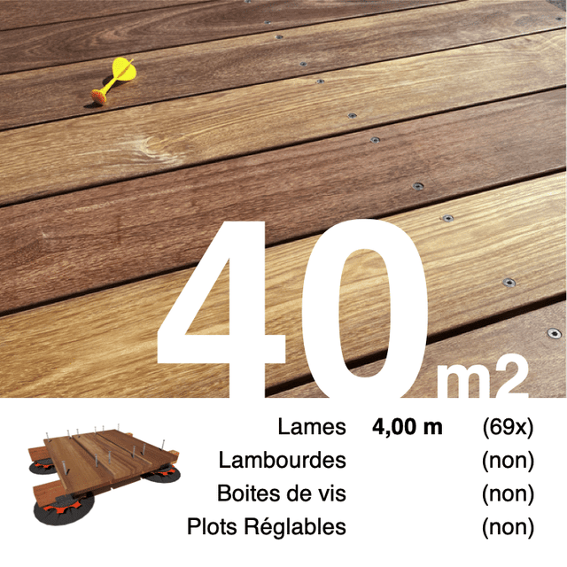 Planches de terrasse bois exotique CUMARU pour 40 m² • Longueur 4 m • Livraison gratuite