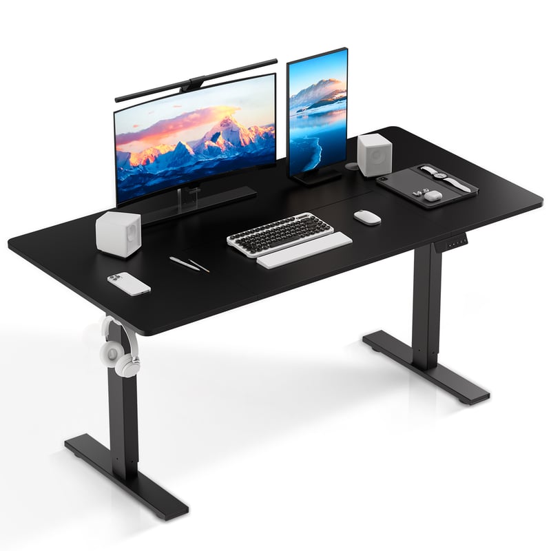 Biurko elektryczne regulowane 80x160 cm, wysokość 70-117 cm, funkcja pamięci, odbicie przy napotkaniu oporu, tryb oszczędzania energii